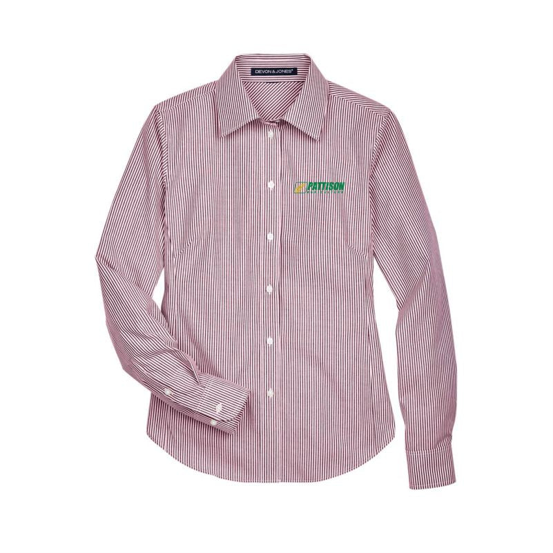 Ladies Devon & Jones Crown Woven Collection Banker Stripe