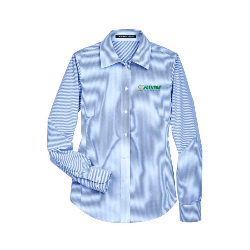 Ladies Devon & Jones Crown Woven Collection Banker Stripe
