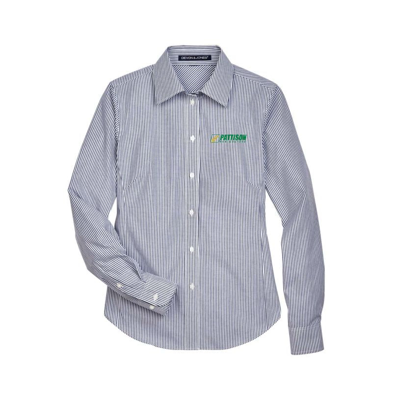 Ladies Devon & Jones Crown Woven Collection Banker Stripe