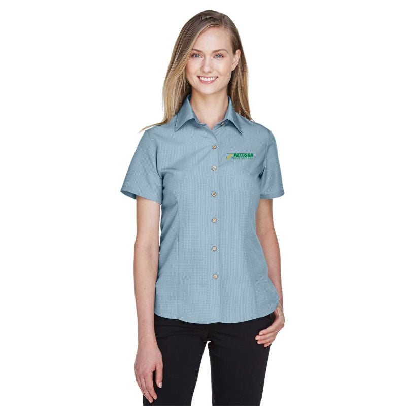Ladies Harriton Barbados Textured Camp Shirt