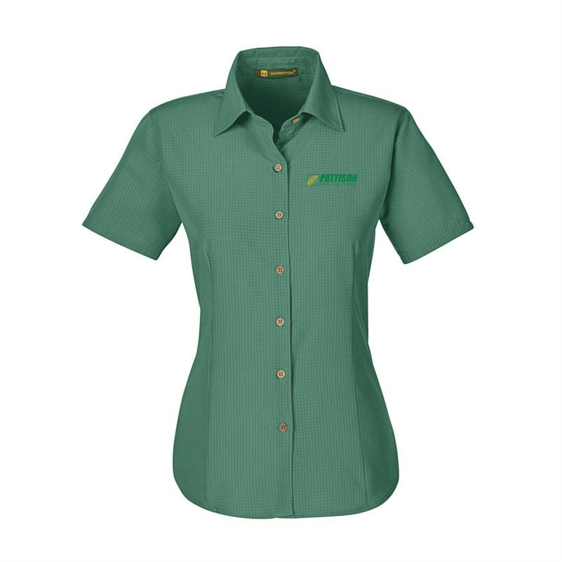 Ladies Harriton Barbados Textured Camp Shirt