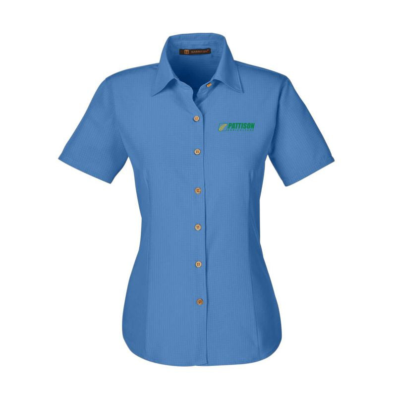 Ladies Harriton Barbados Textured Camp Shirt
