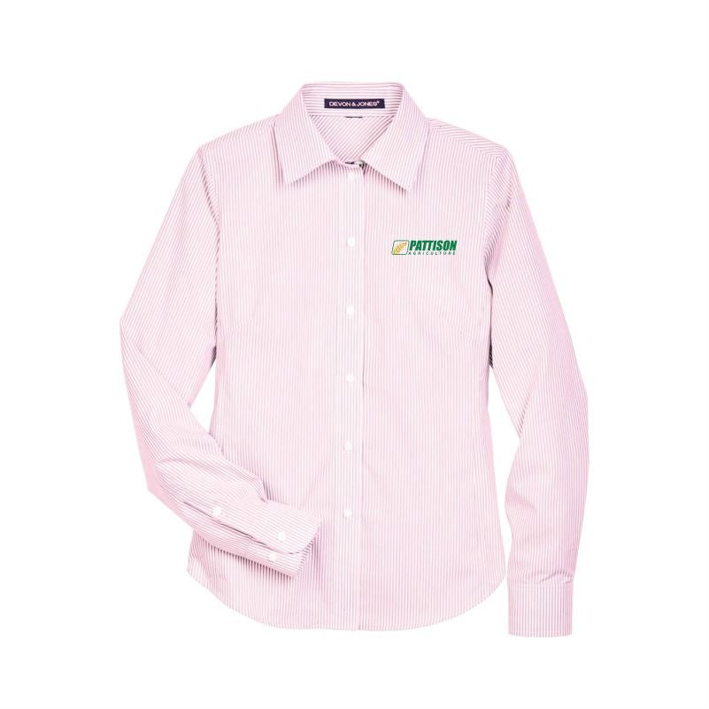 Ladies Devon & Jones Crown Woven Collection Banker Stripe