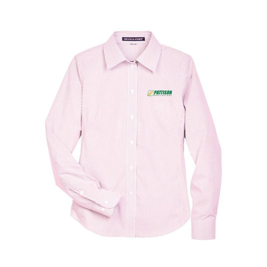 Ladies Devon & Jones Crown Woven Collection Banker Stripe