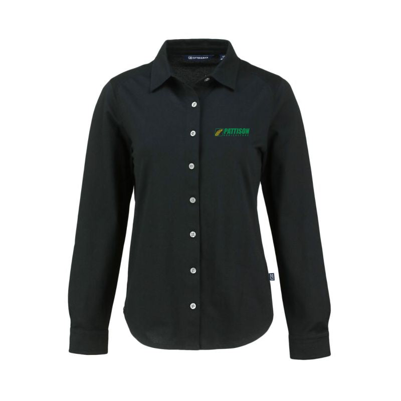 Ladies Advantage Eco Tri-Blend Pique Long Sleeve Button Up