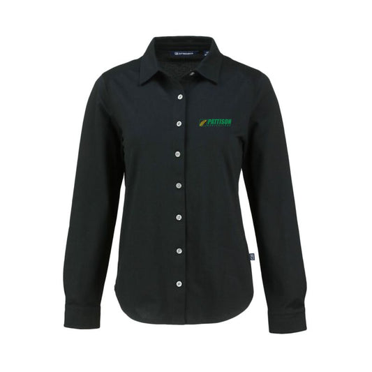 Ladies Advantage Eco Tri-Blend Pique Long Sleeve Button Up